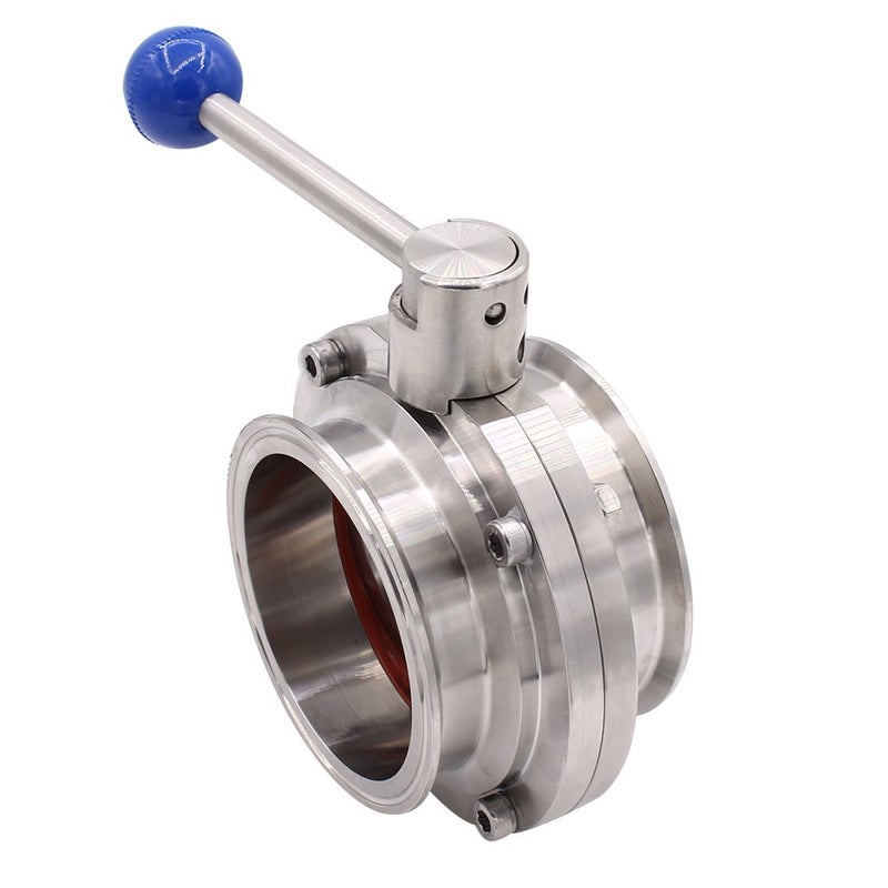 DERNORD Sanitary Butterfly Valve with Pull Handle Stainless Steel 304 Tri Clamp Clover (4" Tube OD) - Image 3